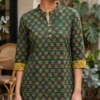 Pure Cotton 60/60 Ajrakh Hand Block Print Short Kurti – Mandarin Collar Casual Tunic Top for Women (Sizes M to 3XL) - Image 2