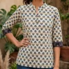 Pure Cotton 60/60 Ajrakh Hand Block Print Short Kurti – Mandarin Collar Casual Tunic Top for Women (Sizes M to 3XL) - Image 3