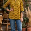 Pure Cotton 60/60 Ajrakh Hand Block Print Short Kurti – Mandarin Collar Casual Tunic Top for Women (Sizes M to 3XL) - Image 4