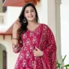 Pure Cotton 60/60 Angrakha Anarkali Kurta Set with Palazzo & Dupatta | Sequin Adda Work Floral 3-Piece Suit (M–XXL)