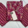 Pure Cotton 60/60 Angrakha Anarkali Kurta Set with Palazzo & Dupatta | Sequin Adda Work Floral 3-Piece Suit (M–XXL) - Image 5