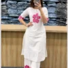 Pure Cotton 60/60 Floral Embroidered Kurta Pant Set for Women | 2-Piece Ethnic Co-ord Set - Image 2