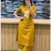 Pure Cotton 60/60 Floral Embroidered Kurta Pant Set for Women | 2-Piece Ethnic Co-ord Set - Image 8
