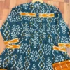 Pure Cotton 60/60 Ikat Print A-Line Kurti Pant Set with Both Side Pockets & Adda Work Detailing (3-Piece Suit) - Image 10