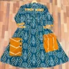 Pure Cotton 60/60 Ikat Print A-Line Kurti Pant Set with Both Side Pockets & Adda Work Detailing (3-Piece Suit) - Image 12