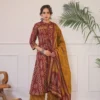 Pure Cotton 60/60 Ikat Print A-Line Kurti Pant Set with Both Side Pockets & Adda Work Detailing (3-Piece Suit) - Image 5