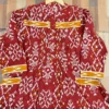 Pure Cotton 60/60 Ikat Print A-Line Kurti Pant Set with Both Side Pockets & Adda Work Detailing (3-Piece Suit) - Image 6