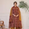 Pure Cotton 60/60 Ikat Print A-Line Kurti Pant Set with Both Side Pockets & Adda Work Detailing (3-Piece Suit) - Image 8