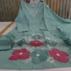 Pure Cotton 60/60 Pintuck A-Line Kurti Pant Set with Heavy Floral Thread Embroidery & Dupatta (3-Piece Festive Suit) - Image 4