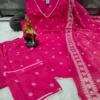 Pure Cotton 6060 Sleeveless Short Kurti Pant Set with Malmal Dupatta | Bandhani Print Lace Work Festive 3-Piece Suit - Image 10