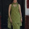 Pure Cotton 6060 Sleeveless Short Kurti Pant Set with Malmal Dupatta | Bandhani Print Lace Work Festive 3-Piece Suit - Image 16