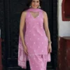 Pure Cotton 6060 Sleeveless Short Kurti Pant Set with Malmal Dupatta | Bandhani Print Lace Work Festive 3-Piece Suit - Image 19