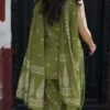 Pure Cotton 6060 Sleeveless Short Kurti Pant Set with Malmal Dupatta | Bandhani Print Lace Work Festive 3-Piece Suit - Image 2