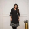 Pure Cotton 6060 V-Neck Kurti Pant Set with Embroidery Work | Elegant Office & Daily Wear 2-Piece Suit - Image 24