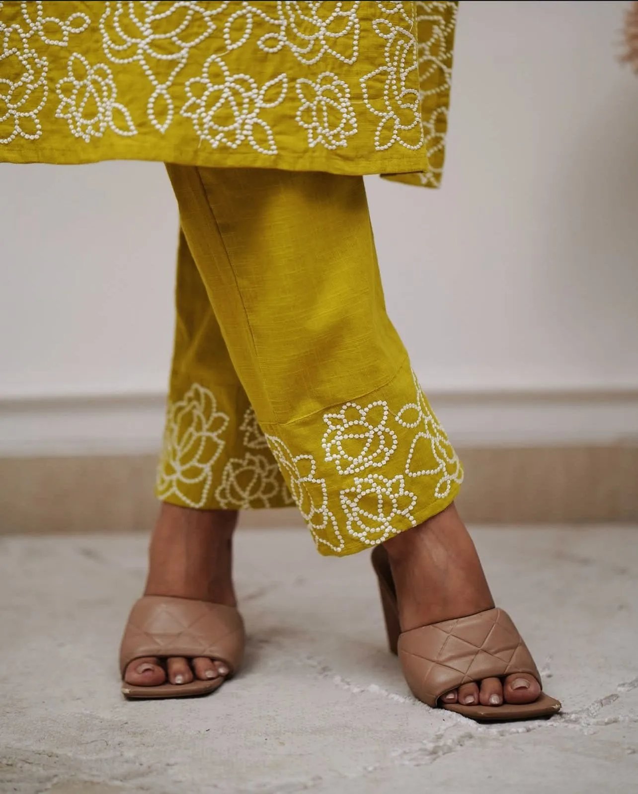 Pure Cotton 6060 V-Neck Kurti Pant Set with Embroidery Work | Elegant Office & Daily Wear 2-Piece Suit - Image 25