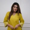 Pure Cotton 6060 V-Neck Kurti Pant Set with Embroidery Work | Elegant Office & Daily Wear 2-Piece Suit - Image 4