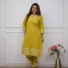 Pure Cotton 6060 V-Neck Kurti Pant Set with Embroidery Work | Elegant Office & Daily Wear 2-Piece Suit - Image 6