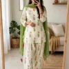 Pure Cotton 60s Jaipuri Floral Print Short Kurti with Farshi Salwar & Dupatta Set – 3-Piece Ethnic Suit with Pocket & Back Dori Detailing - Image 2
