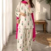 Pure Cotton 60s Jaipuri Floral Print Short Kurti with Farshi Salwar & Dupatta Set – 3-Piece Ethnic Suit with Pocket & Back Dori Detailing - Image 5