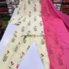 Pure Cotton 60s Jaipuri Floral Print Short Kurti with Farshi Salwar & Dupatta Set – 3-Piece Ethnic Suit with Pocket & Back Dori Detailing - Image 8
