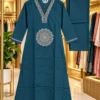 Pure Cotton A-Line Embroidered Kurti Pant Set