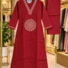 Pure Cotton A-Line Embroidered Kurti Pant Set - Image 4