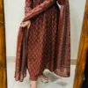 Pure Cotton Ajrakh Print Anarkali Kurti Pant Set with Sequin Yoke Work & Tasseled Dupatta (3-Piece Suit) - Image 15