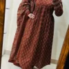 Pure Cotton Ajrakh Print Anarkali Kurti Pant Set with Sequin Yoke Work & Tasseled Dupatta (3-Piece Suit) - Image 17