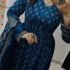 Pure Cotton Ajrakh Print Anarkali Kurti Pant Set with Sequin Yoke Work & Tasseled Dupatta (3-Piece Suit) - Image 18