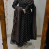 Pure Cotton Ajrakh Print Anarkali Kurti Pant Set with Sequin Yoke Work & Tasseled Dupatta (3-Piece Suit) - Image 4