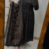 Pure Cotton Ajrakh Print Anarkali Kurti Pant Set with Sequin Yoke Work & Tasseled Dupatta (3-Piece Suit) - Image 5