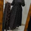 Pure Cotton Ajrakh Print Anarkali Kurti Pant Set with Sequin Yoke Work & Tasseled Dupatta (3-Piece Suit) - Image 7