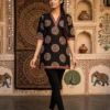 Pure Cotton Ajrakh Print Short Kurti for Jeans – V-Neck Casual Ethnic Tunic Top for Women - Image 3