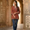 Pure Cotton Ajrakh Print Short Kurti for Jeans – V-Neck Casual Ethnic Tunic Top for Women - Image 6