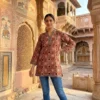 Pure Cotton Ajrakh Print Short Kurti for Jeans – V-Neck Casual Ethnic Tunic Top for Women - Image 8