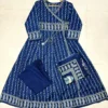 Pure Cotton Angrakha Anarkali Kurti Pant Set with Original Mirror Work & Printed Dupatta (3-Piece Festive Suit) - Image 3