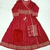 Pure Cotton Angrakha Anarkali Kurti Pant Set with Original Mirror Work & Printed Dupatta (3-Piece Festive Suit) - Image 6