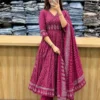 Pure Cotton Angrakha Anarkali Kurti Pant Set with Original Mirror Work & Printed Dupatta (3-Piece Festive Suit) - Image 7