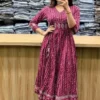 Pure Cotton Angrakha Anarkali Kurti Pant Set with Original Mirror Work & Printed Dupatta (3-Piece Festive Suit) - Image 9