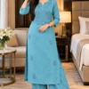 Pure Cotton Chikankari Embroidered Kurti with Palazzo Pant Set (Sizes XL to 5XL) | 2-Piece Kurta Set with Inner - Image 20