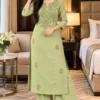 Pure Cotton Chikankari Embroidered Kurti with Palazzo Pant Set (Sizes XL to 5XL) | 2-Piece Kurta Set with Inner - Image 23