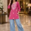 Pure Cotton Chikankari Short Kurti Top with Pockets | Hand Embroidered Daily Wear Tunic Kurta (Sizes M to 6XL) - Image 3