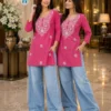 Pure Cotton Chikankari Short Kurti Top with Pockets | Hand Embroidered Daily Wear Tunic Kurta (Sizes M to 6XL) - Image 4