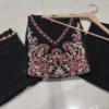 Pure Cotton Embroidered A-Line Kurti Pant Set with Malmal Dupatta (Rust & Black) - Image 12