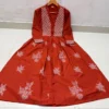 Pure Cotton Embroidered Anarkali Kurta Pant Set with Malmal Dupatta - Image 8