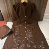 Pure Cotton Embroidered Co Ord Set for Women – Mandarin Collar Tunic Top with Straight Pant (M to 3XL) - Image 2