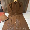 Pure Cotton Embroidered Co Ord Set for Women – Mandarin Collar Tunic Top with Straight Pant (M to 3XL) - Image 3