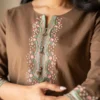 Pure Cotton Embroidered Co-ord Set for Women – Short Kurti Top with Wide-Leg Pants & Pocket (2-Piece) - Image 12