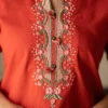 Pure Cotton Embroidered Co-ord Set for Women – Short Kurti Top with Wide-Leg Pants & Pocket (2-Piece) - Image 17