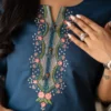 Pure Cotton Embroidered Co-ord Set for Women – Short Kurti Top with Wide-Leg Pants & Pocket (2-Piece) - Image 6